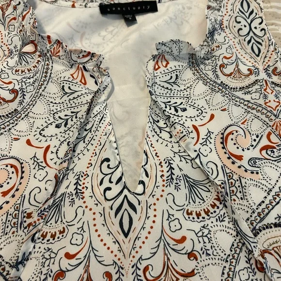 Sanctuary Paisley Print Dress in Navy & Orange - Picture 4 of 12